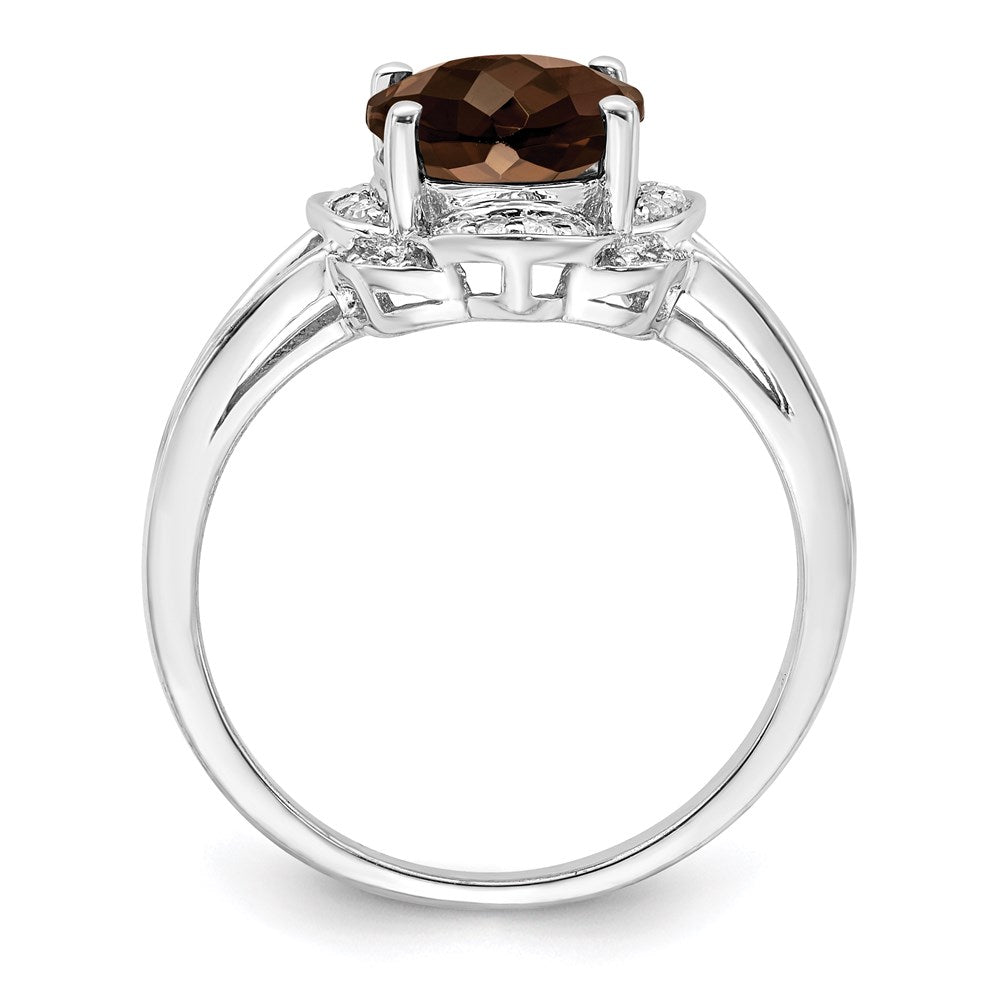 Sterlingsilber Rhodium Diamant & Rauch Quarz Ring (size 6 Nur)