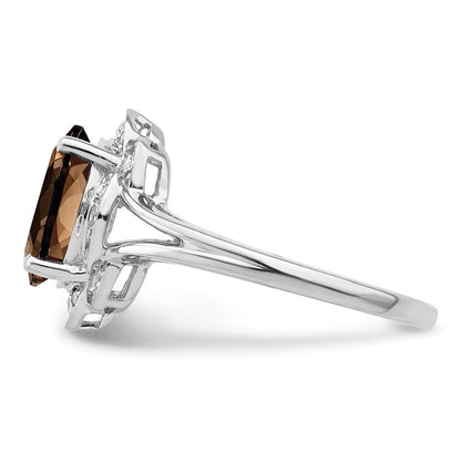 Sterlingsilber Rhodium Diamant & Rauch Quarz Ring (size 6 Nur)