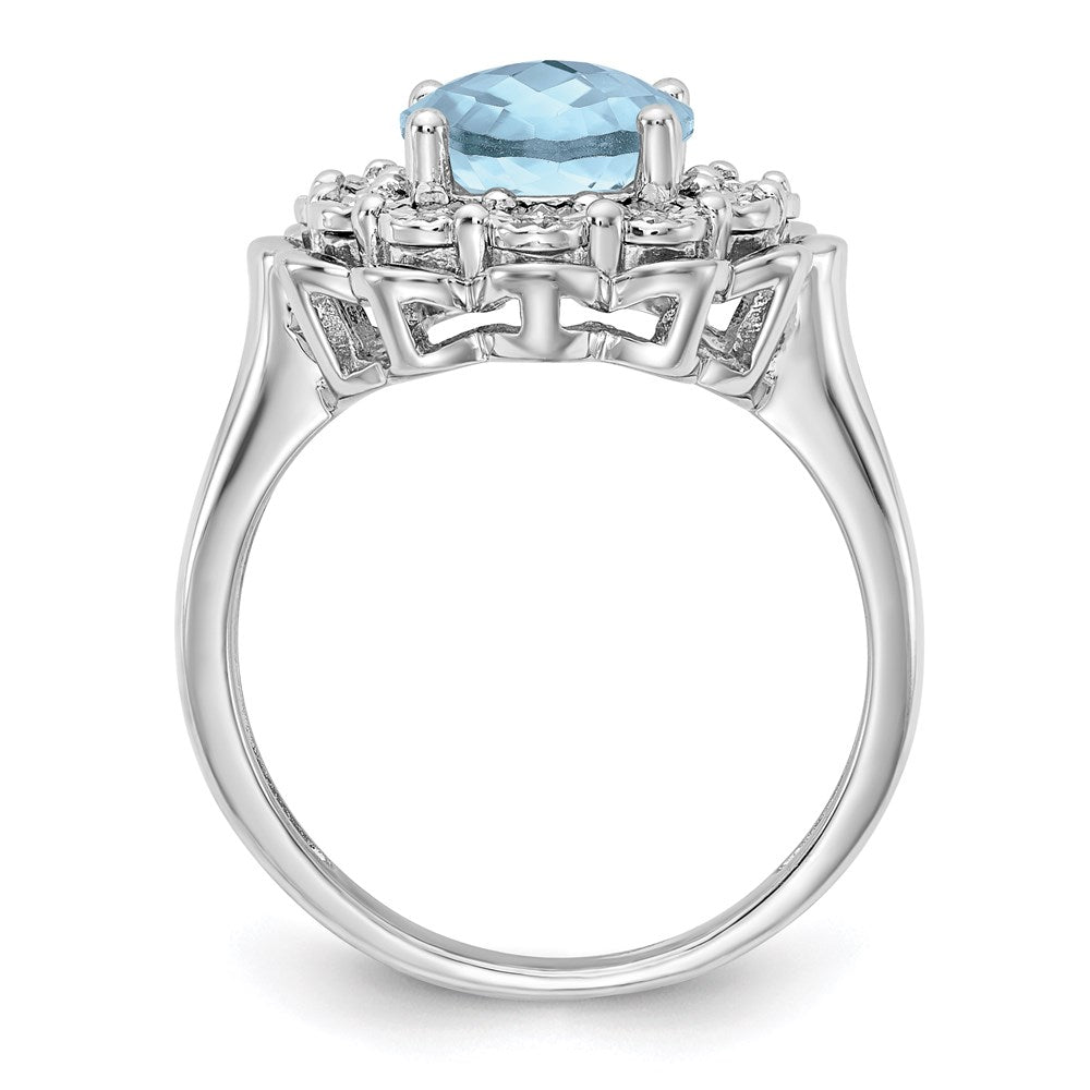 Sterlingsilber Rhodium Diamant & Karo Schliff Himmel Blautopas Ring (size 7 Nur)
