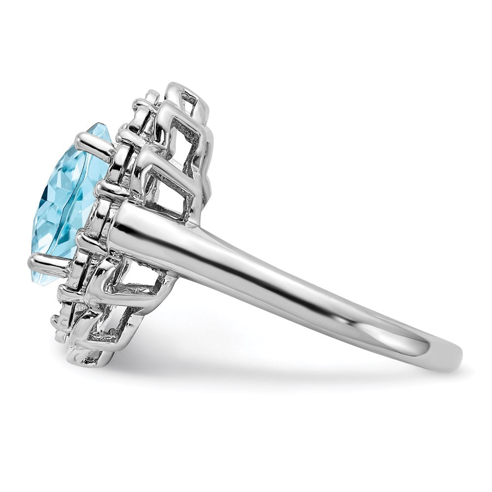 Sterlingsilber Rhodium Diamant & Karo Schliff Himmel Blautopas Ring (size 7 Nur)
