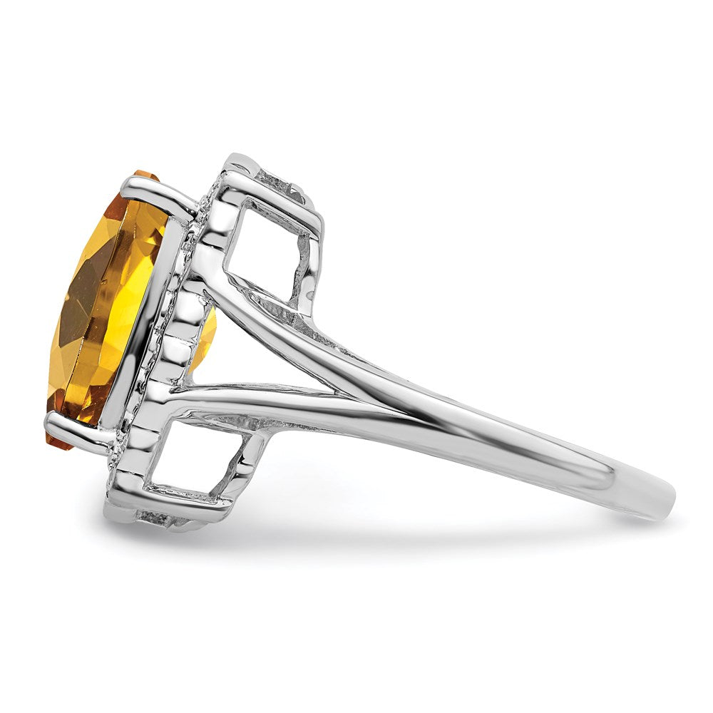 Sterlingsilber Rhodium Diamant & Karo Schliff Whiskey Quarz Ring (size 7 Nur)