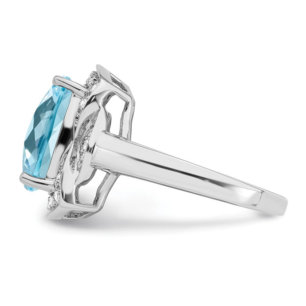 Sterlingsilber Rhodium Diamant & Karo Schliff Himmel Blautopas Ring (size 7 Nur)