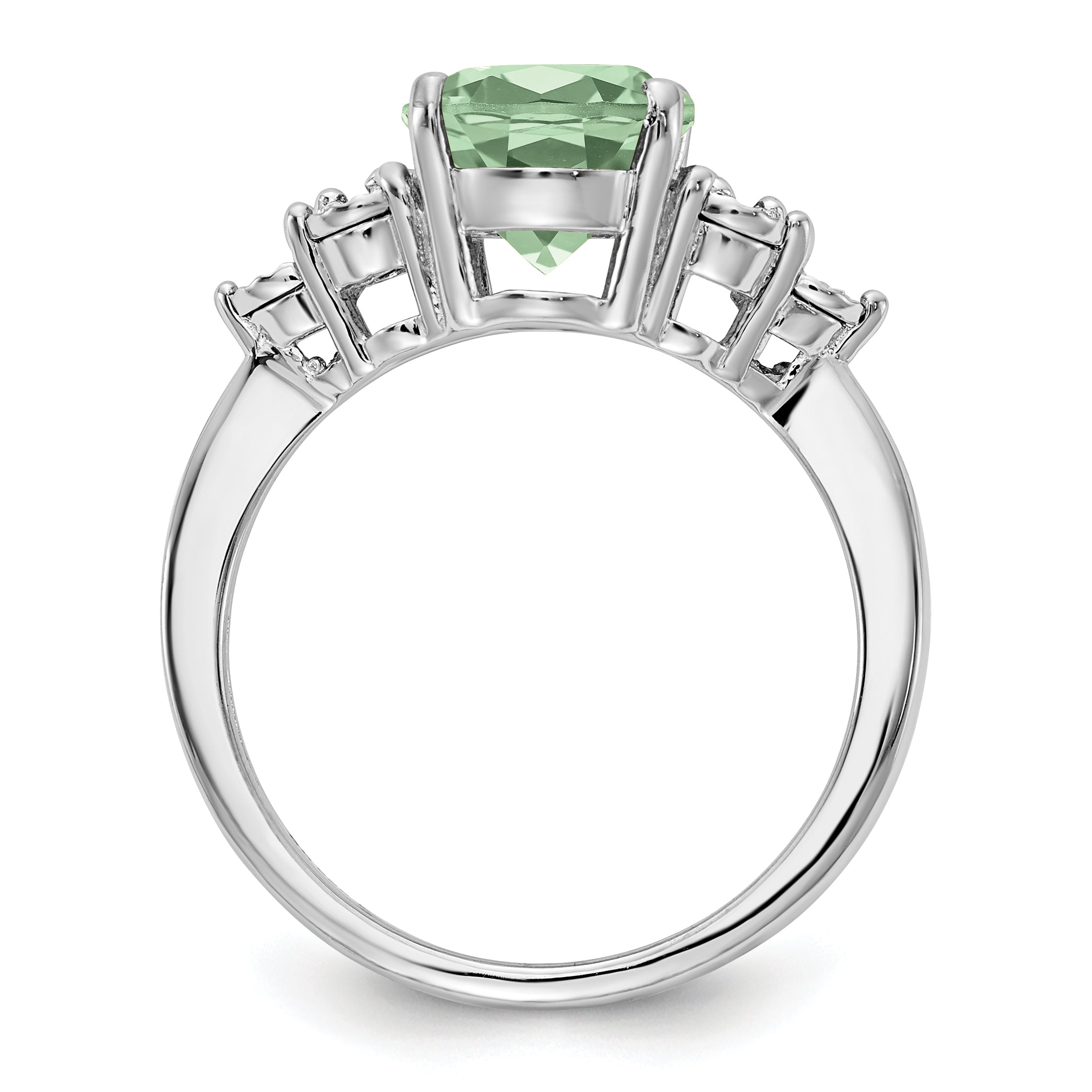 Sterlingsilber Rhodium Diamant & Grün Quarz Ring