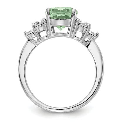 Sterlingsilber Rhodium Diamant & Grün Quarz Ring