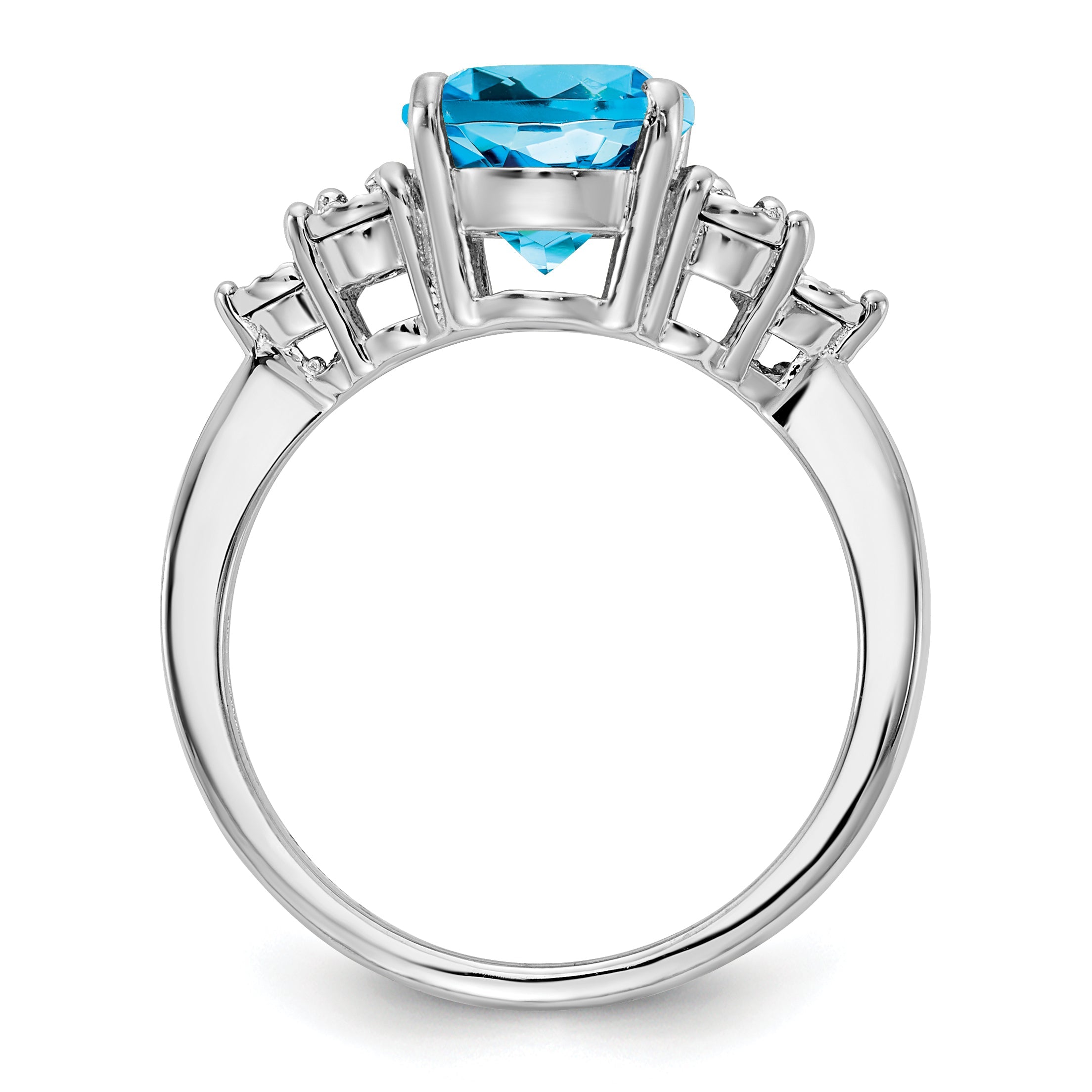 Sterlingsilber Rhodium Diamant & Blautopas Ring