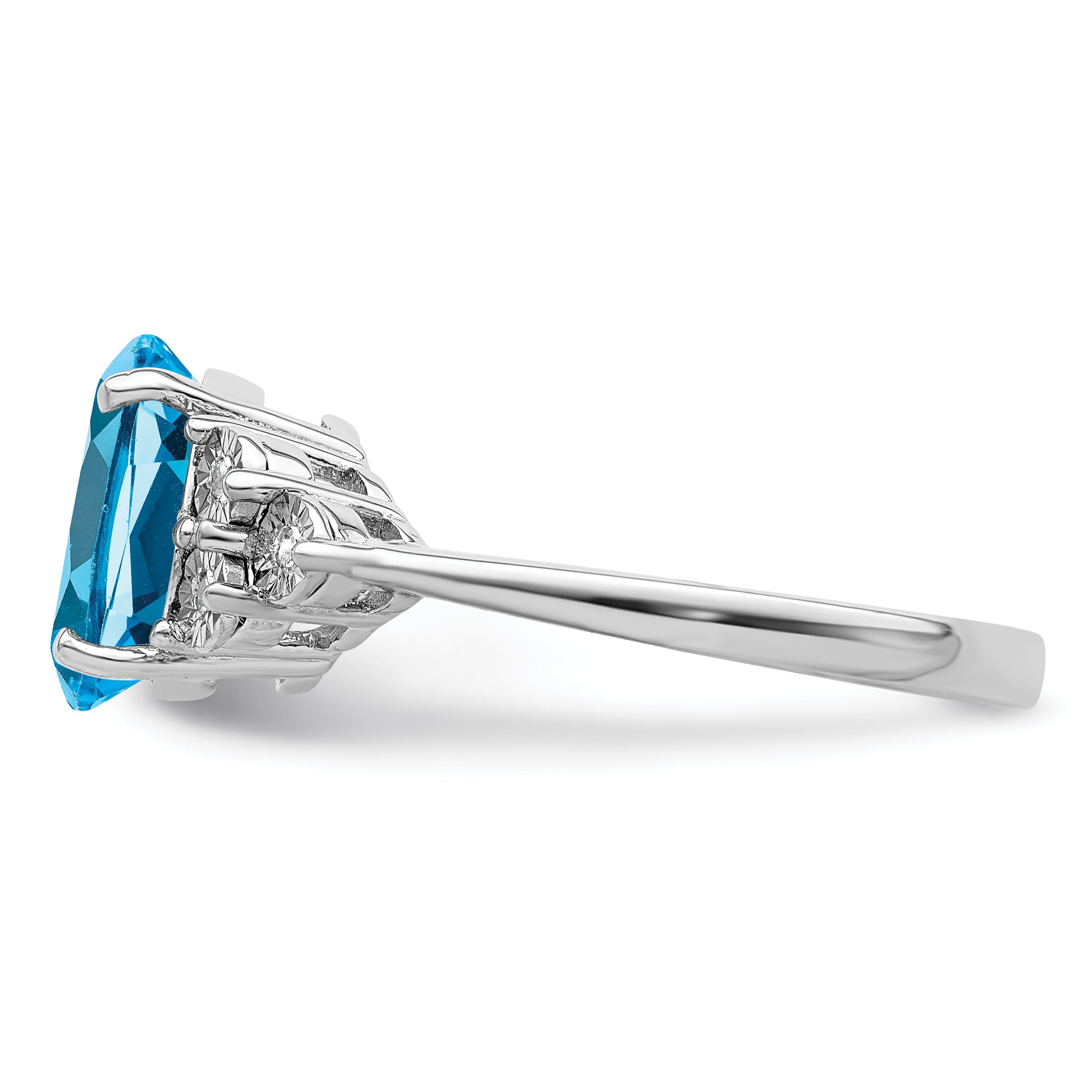 Sterlingsilber Rhodium Diamant & Blautopas Ring