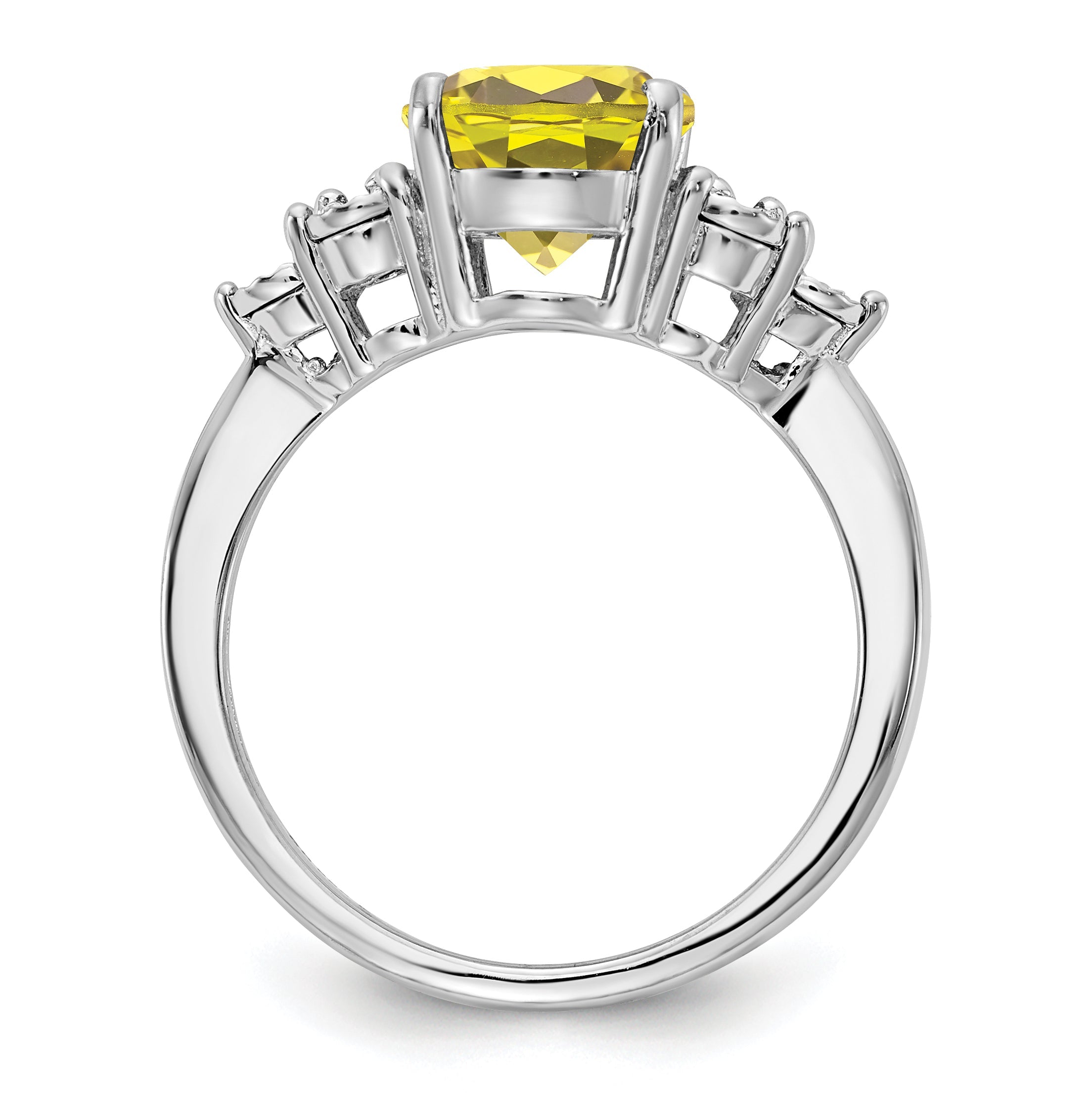 Sterlingsilber Rhodium Diamant & Zitrone Quarz Ring