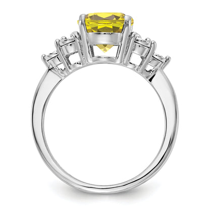 Sterlingsilber Rhodium Diamant & Zitrone Quarz Ring