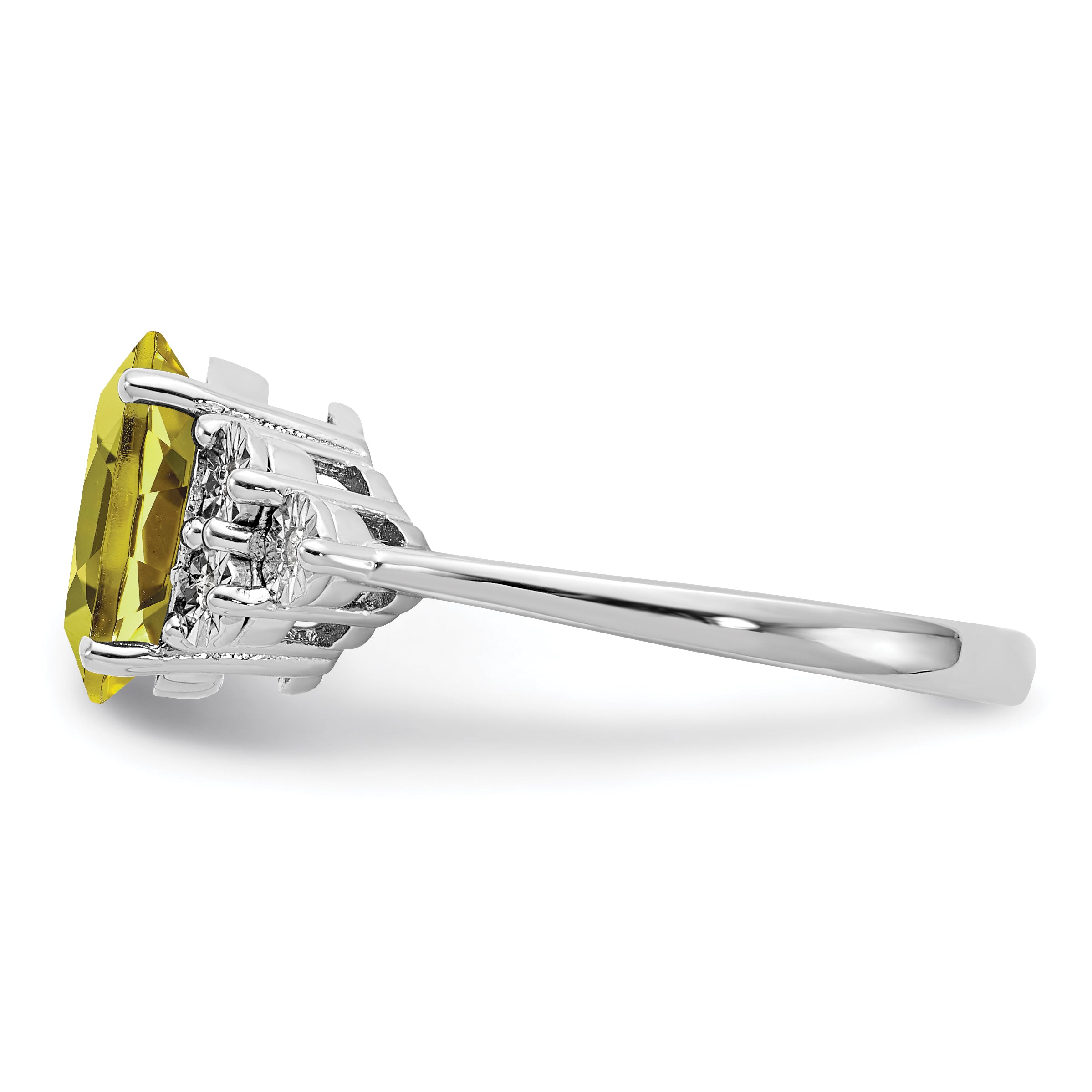 Sterlingsilber Rhodium Diamant & Zitrone Quarz Ring