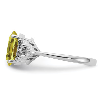 Sterlingsilber Rhodium Diamant & Zitrone Quarz Ring