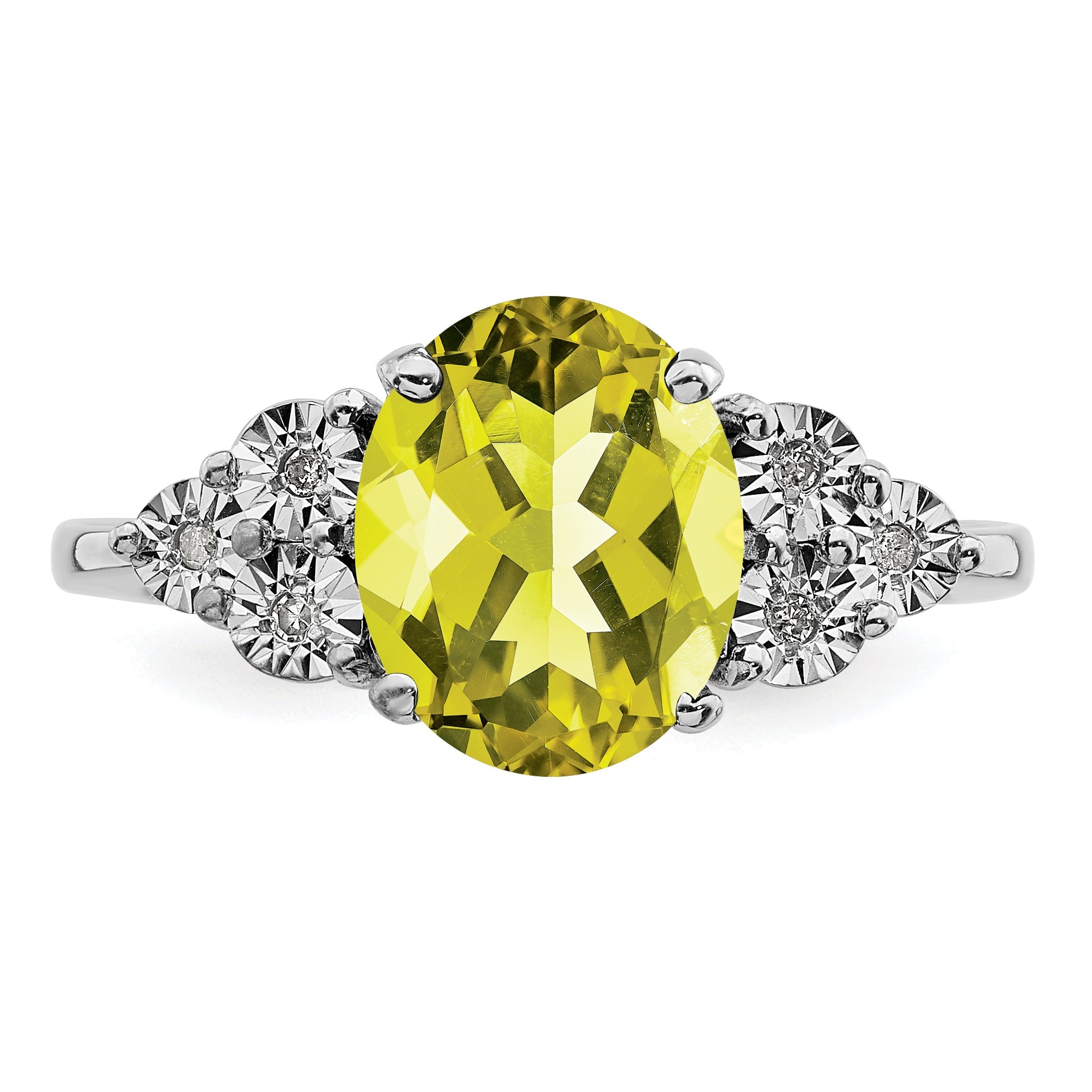 Sterlingsilber Rhodium Diamant & Zitrone Quarz Ring