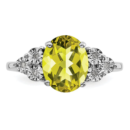 Sterlingsilber Rhodium Diamant & Zitrone Quarz Ring