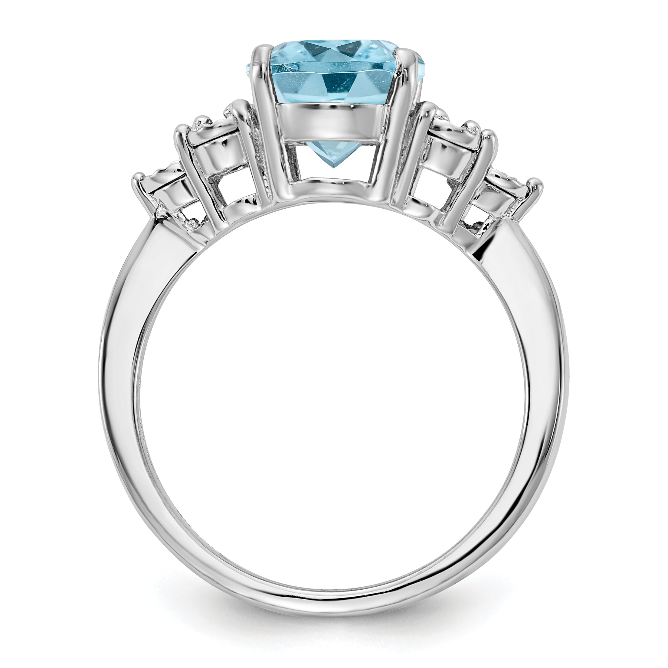 Sterlingsilber Rhodium Diamant & Himmel Blautopas Ring