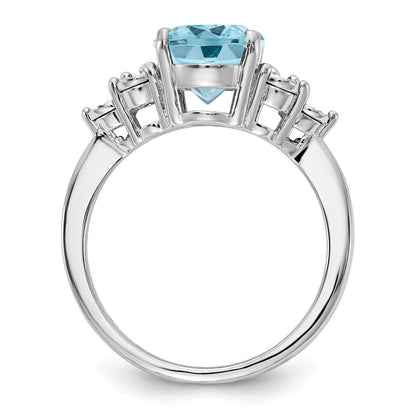 Sterlingsilber Rhodium Diamant & Himmel Blautopas Ring