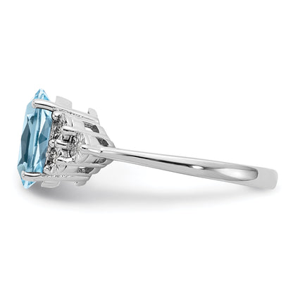 Sterlingsilber Rhodium Diamant & Himmel Blautopas Ring