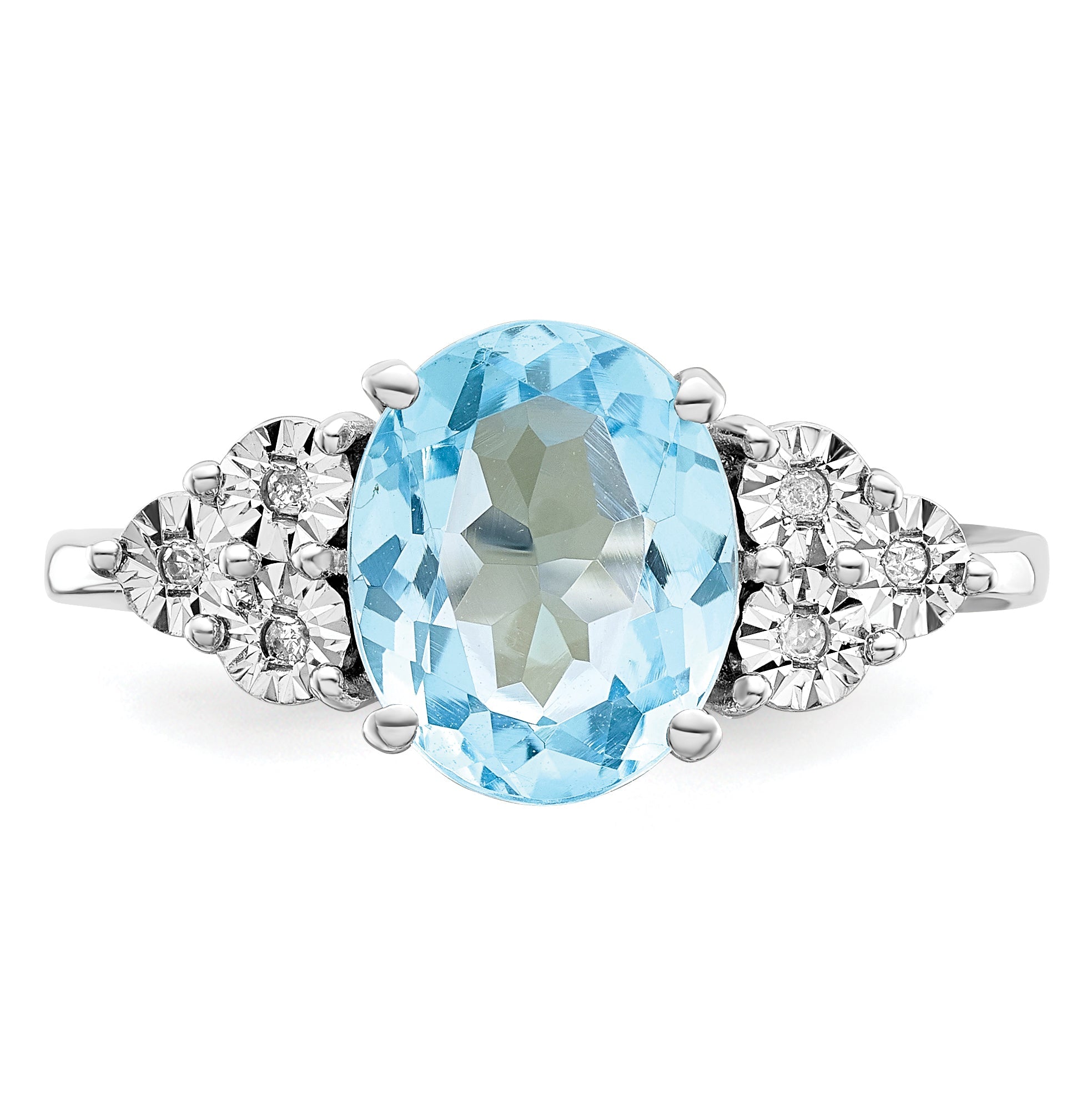 Sterlingsilber Rhodium Diamant & Himmel Blautopas Ring