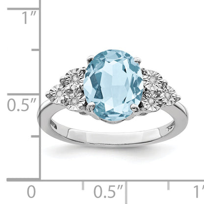 Sterlingsilber Rhodium Diamant & Himmel Blautopas Ring