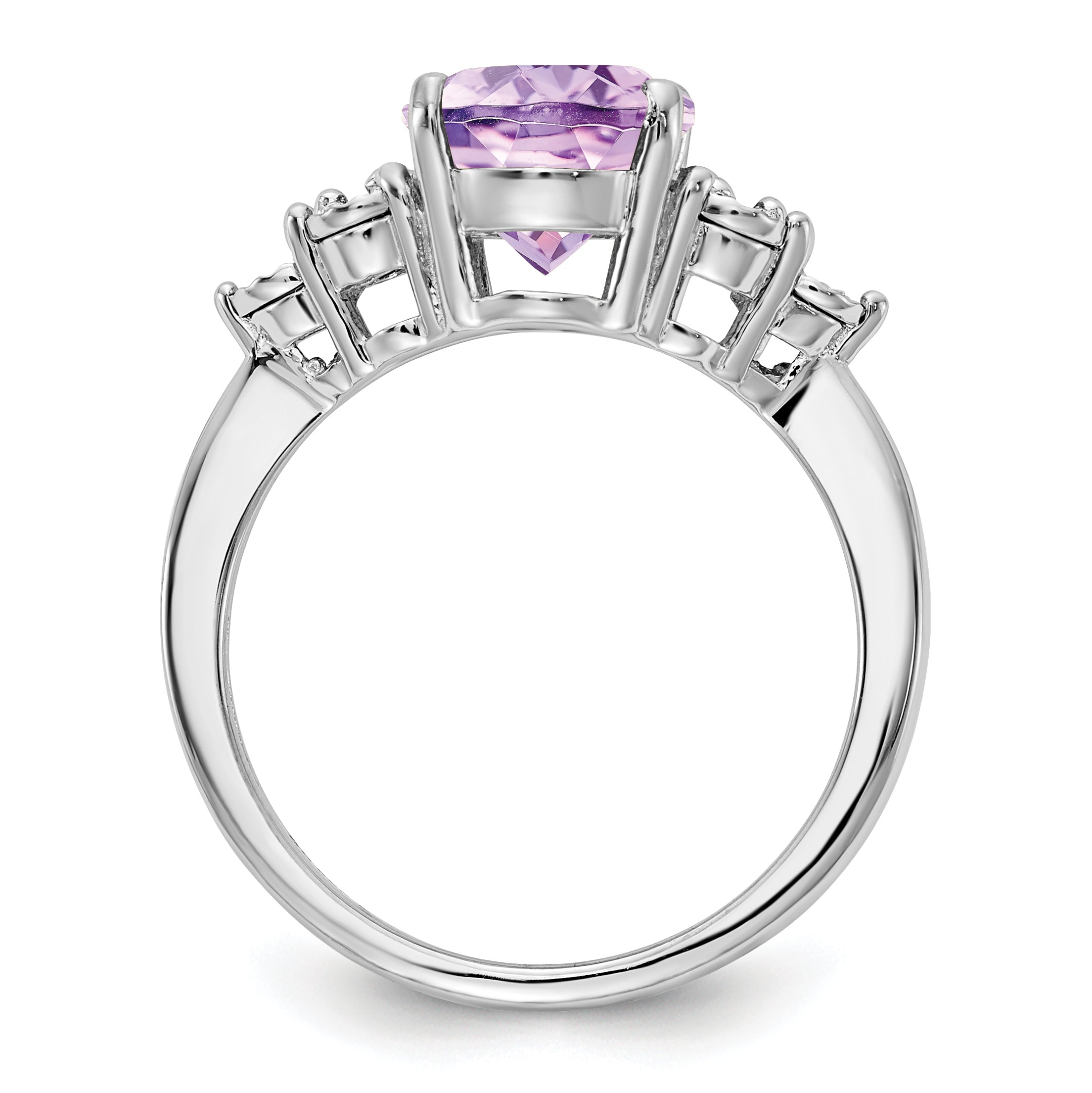Sterlingsilber Rhodium Diamant & Rosa Quarz Ring