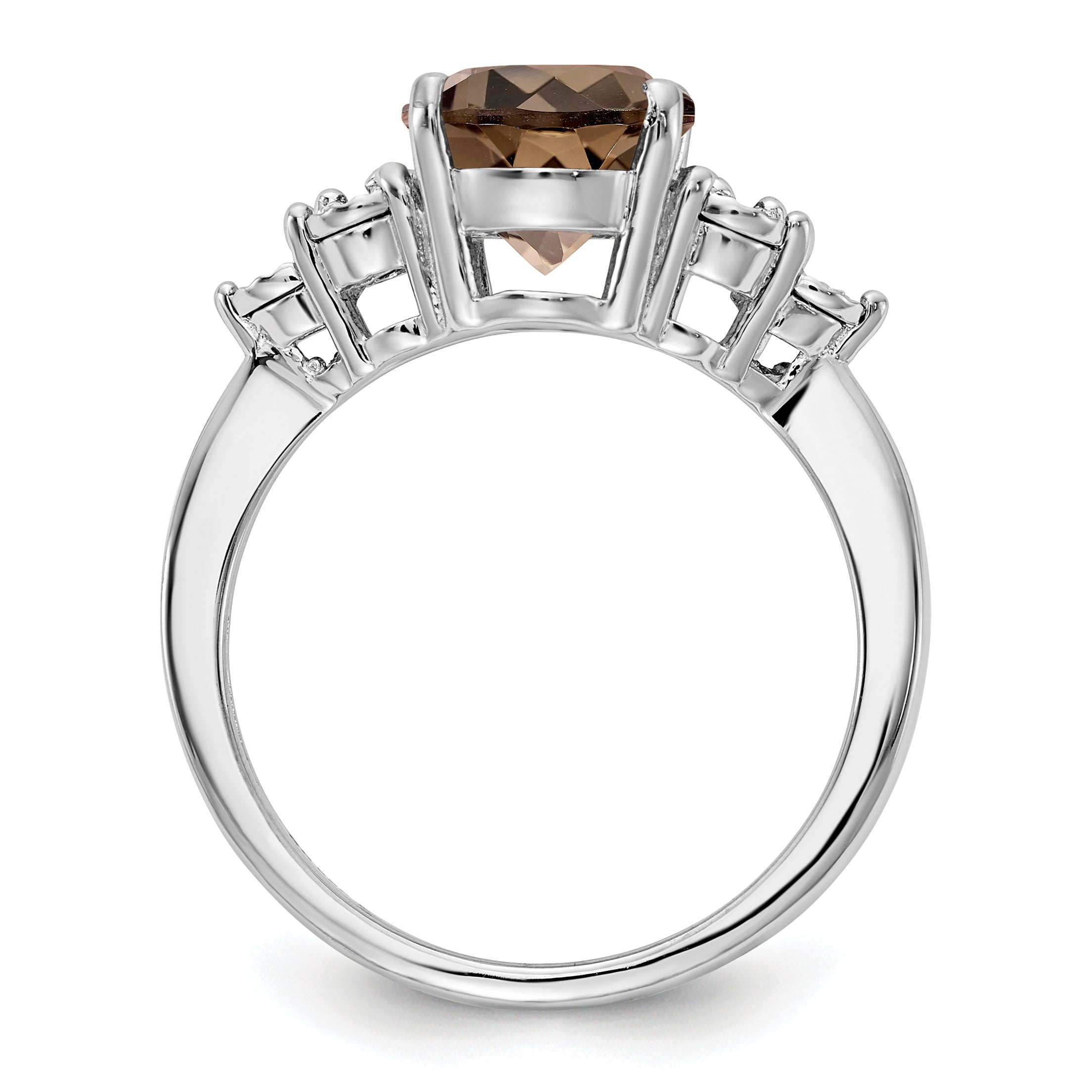 Sterlingsilber Rhodium Diamant & Rauch Quarz Ring