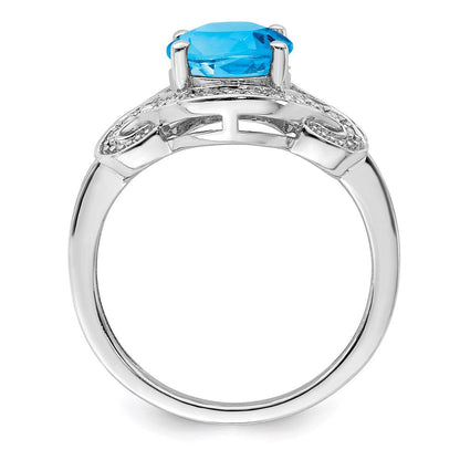 Sterlingsilber Rhodium Diamant & Blautopas Ring