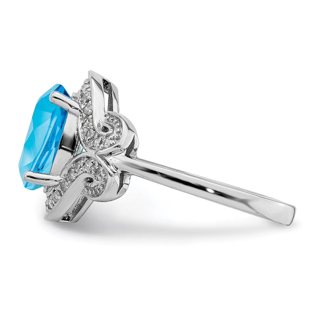 Sterlingsilber Rhodium Diamant & Blautopas Ring