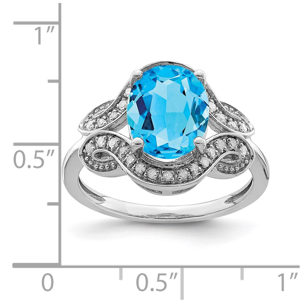 Sterlingsilber Rhodium Diamant & Blautopas Ring