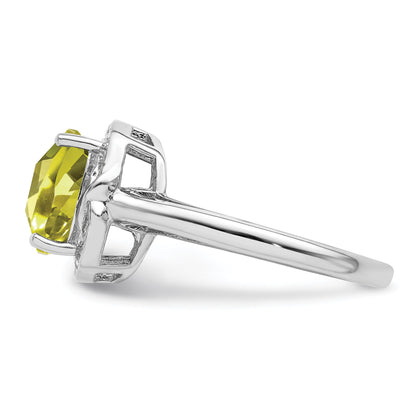 Sterlingsilber Rhodium Diamant & Karo Schliff Zitrone Quarz Ring