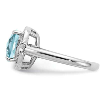 Sterlingsilber Rhodium Diamant & Karo Schliff Himmel Blautopas Ring