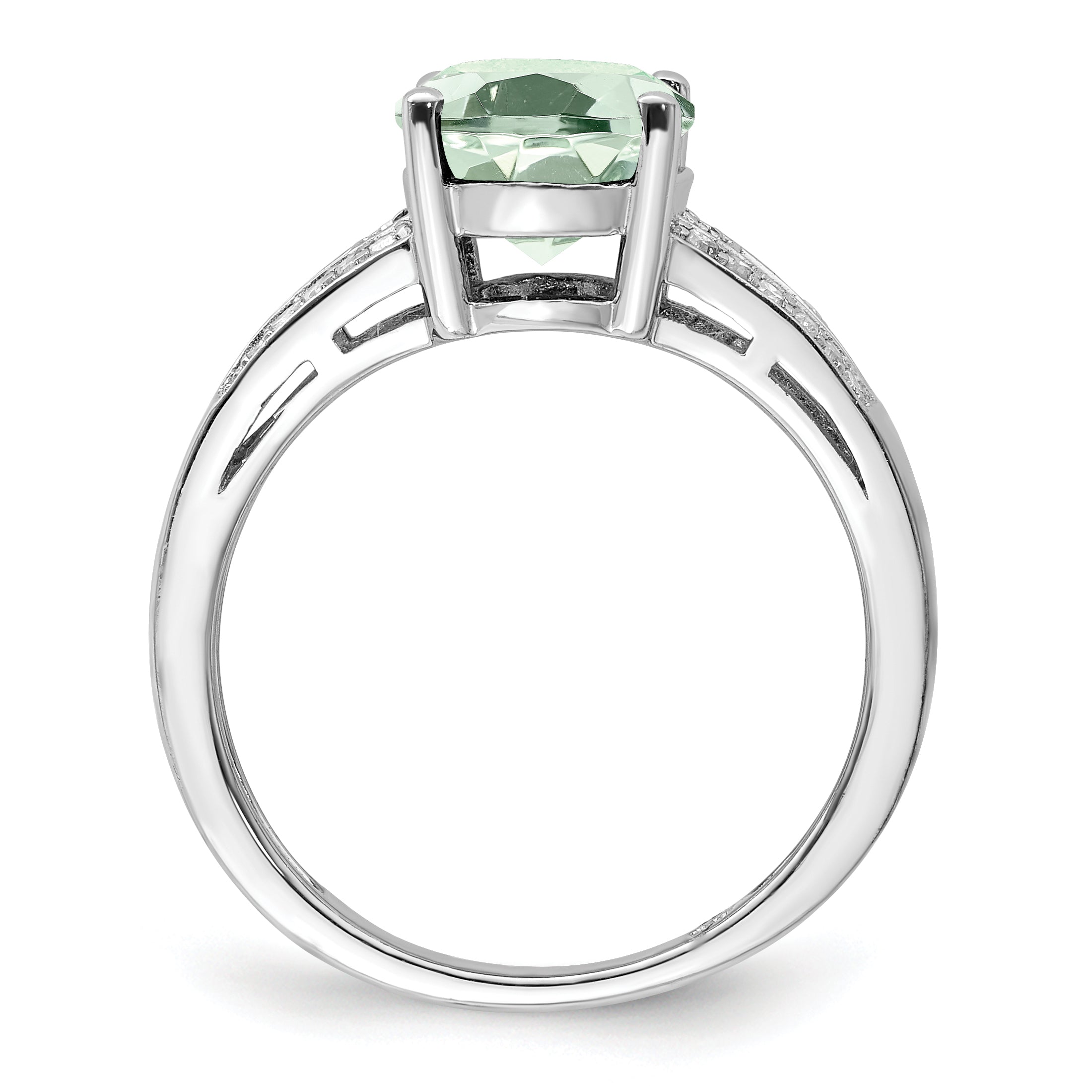 Sterlingsilber Rhodium Diamant & Grün Quarz Ring