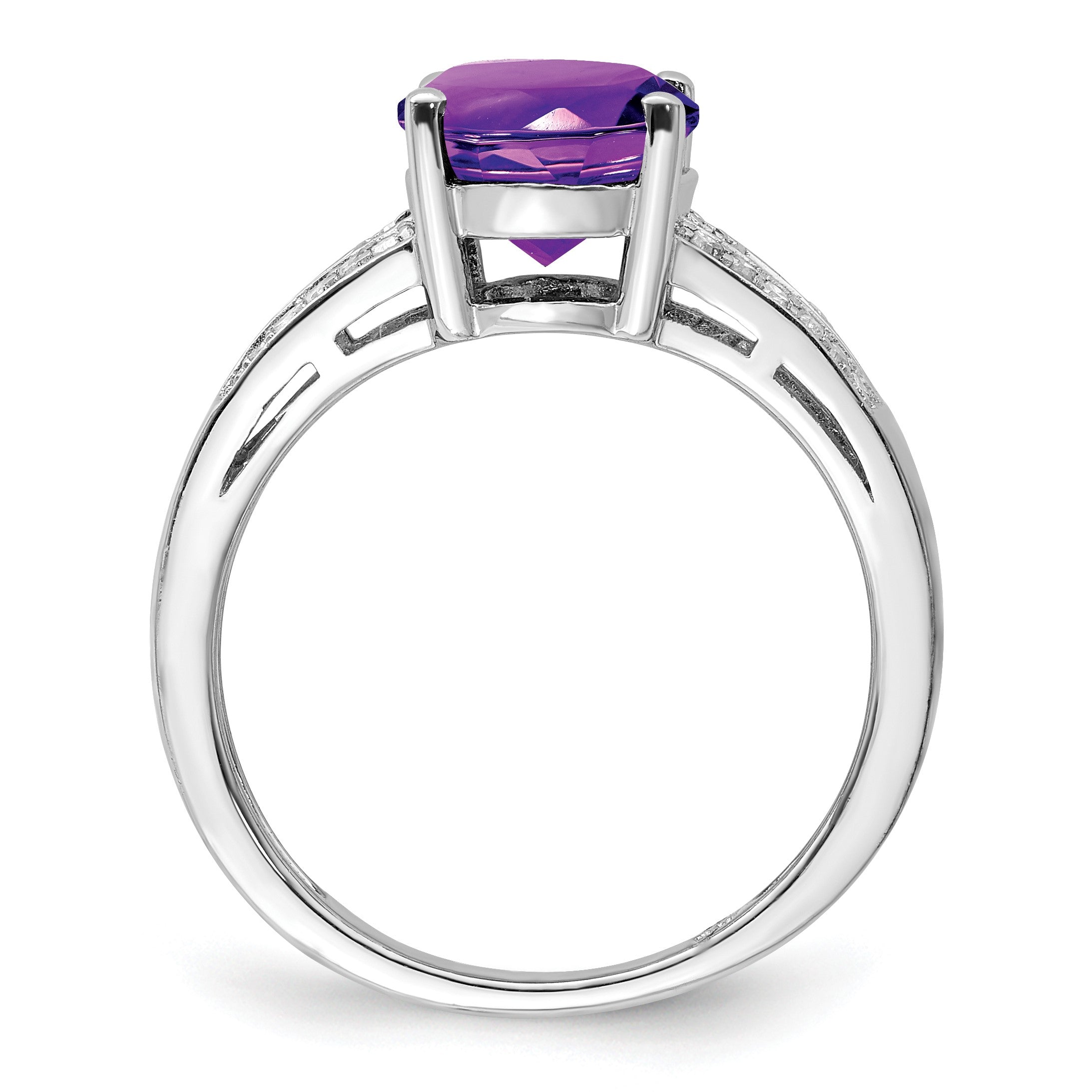 Sterlingsilber Rhodiniert Diamant & Amethyst Ring