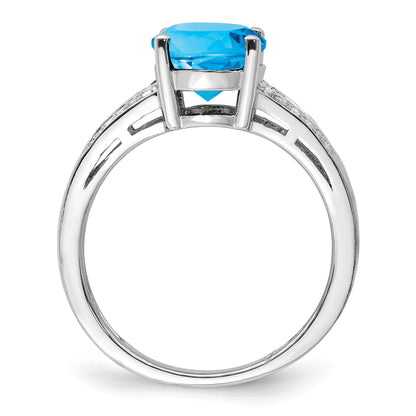 Sterlingsilber Rhodium Diamant & Blautopas Ring
