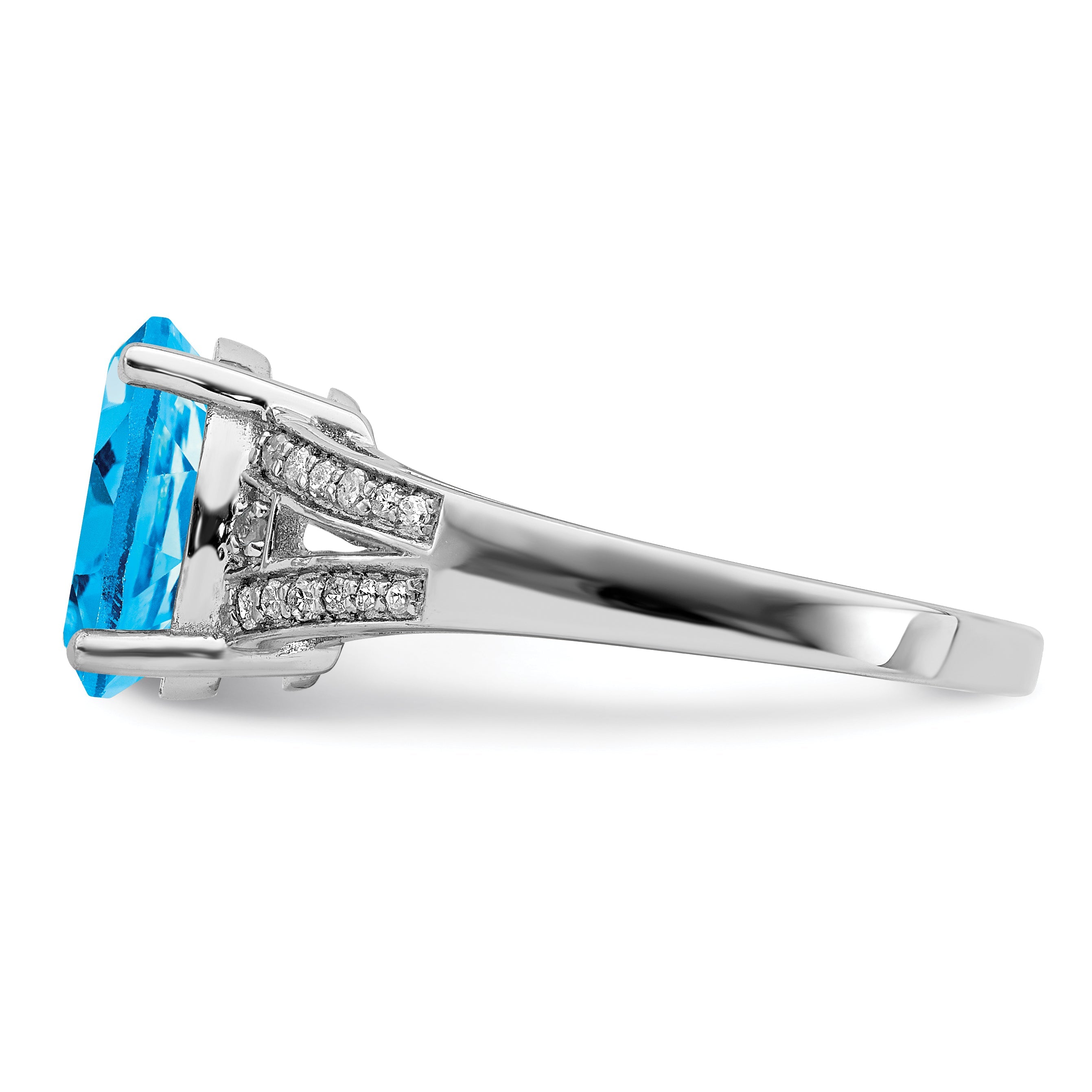 Sterlingsilber Rhodium Diamant & Blautopas Ring