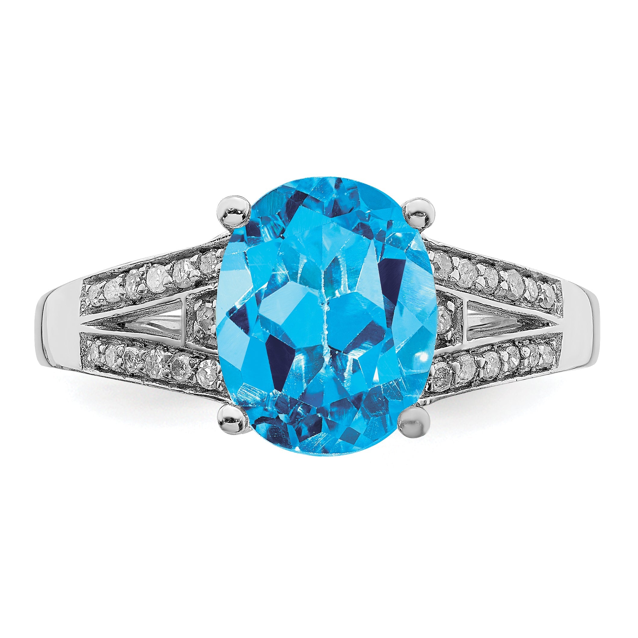 Sterlingsilber Rhodium Diamant & Blautopas Ring