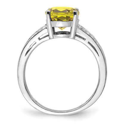 Sterlingsilber Rhodium Diamant & Zitrone Quarz Ring