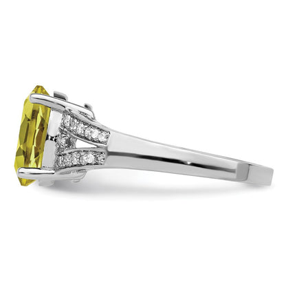 Sterlingsilber Rhodium Diamant & Zitrone Quarz Ring