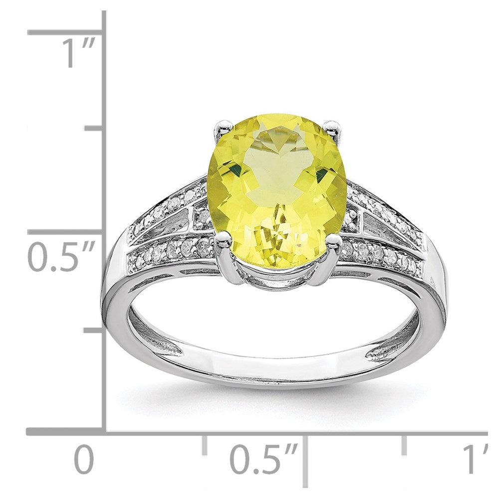 Sterlingsilber Rhodium Diamant & Zitrone Quarz Ring