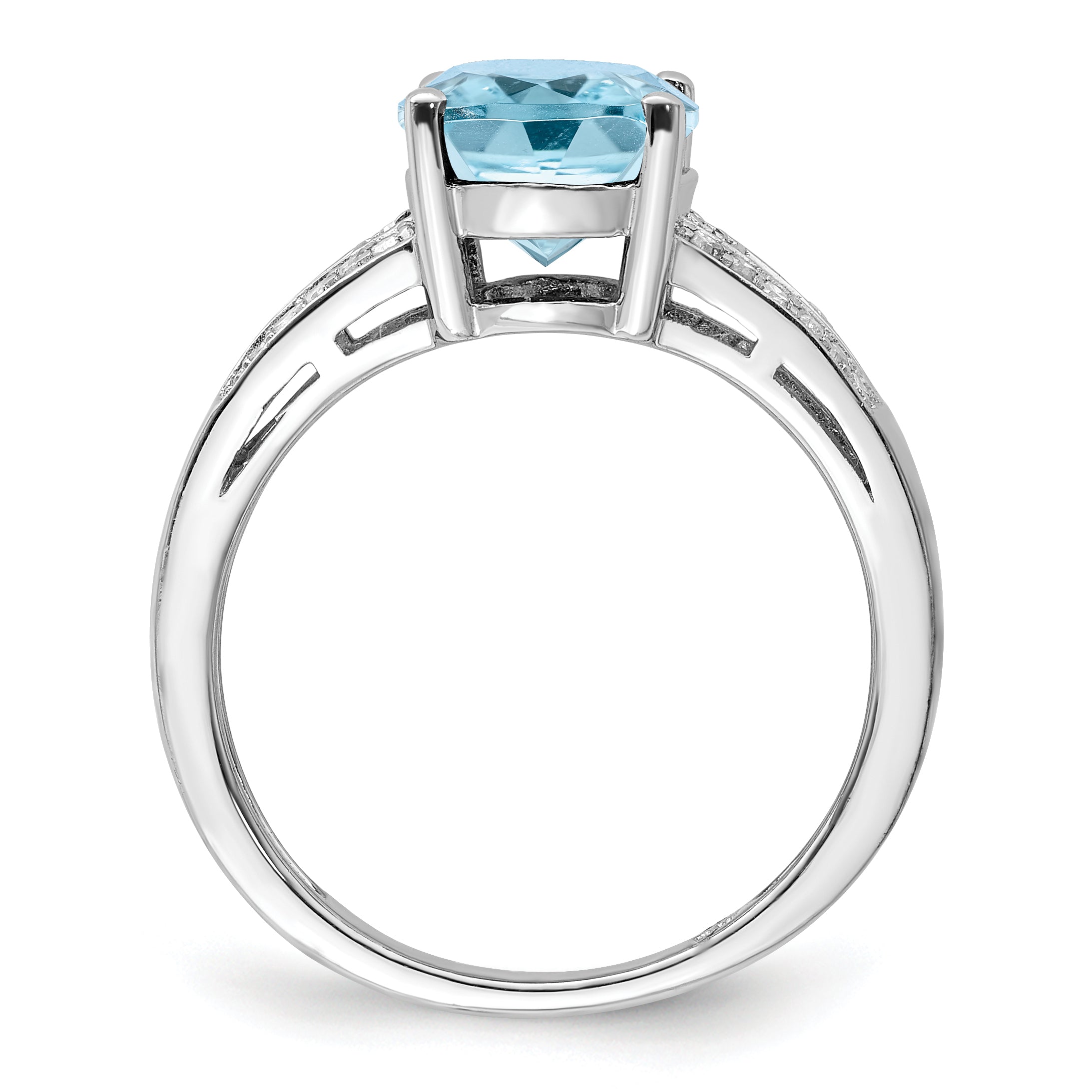Sterlingsilber Rhodium Diamant & Himmel Blautopas Ring