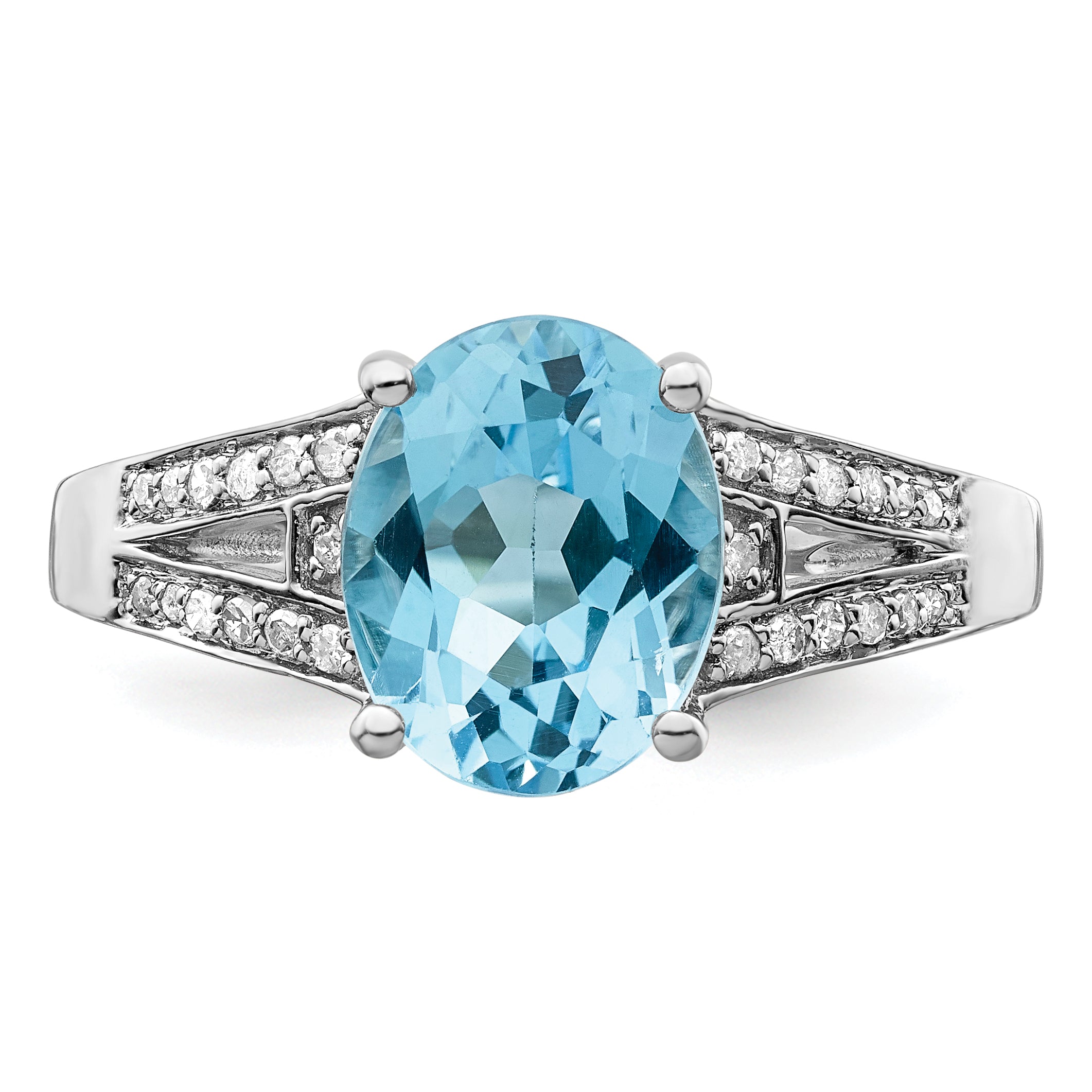 Sterlingsilber Rhodium Diamant & Himmel Blautopas Ring