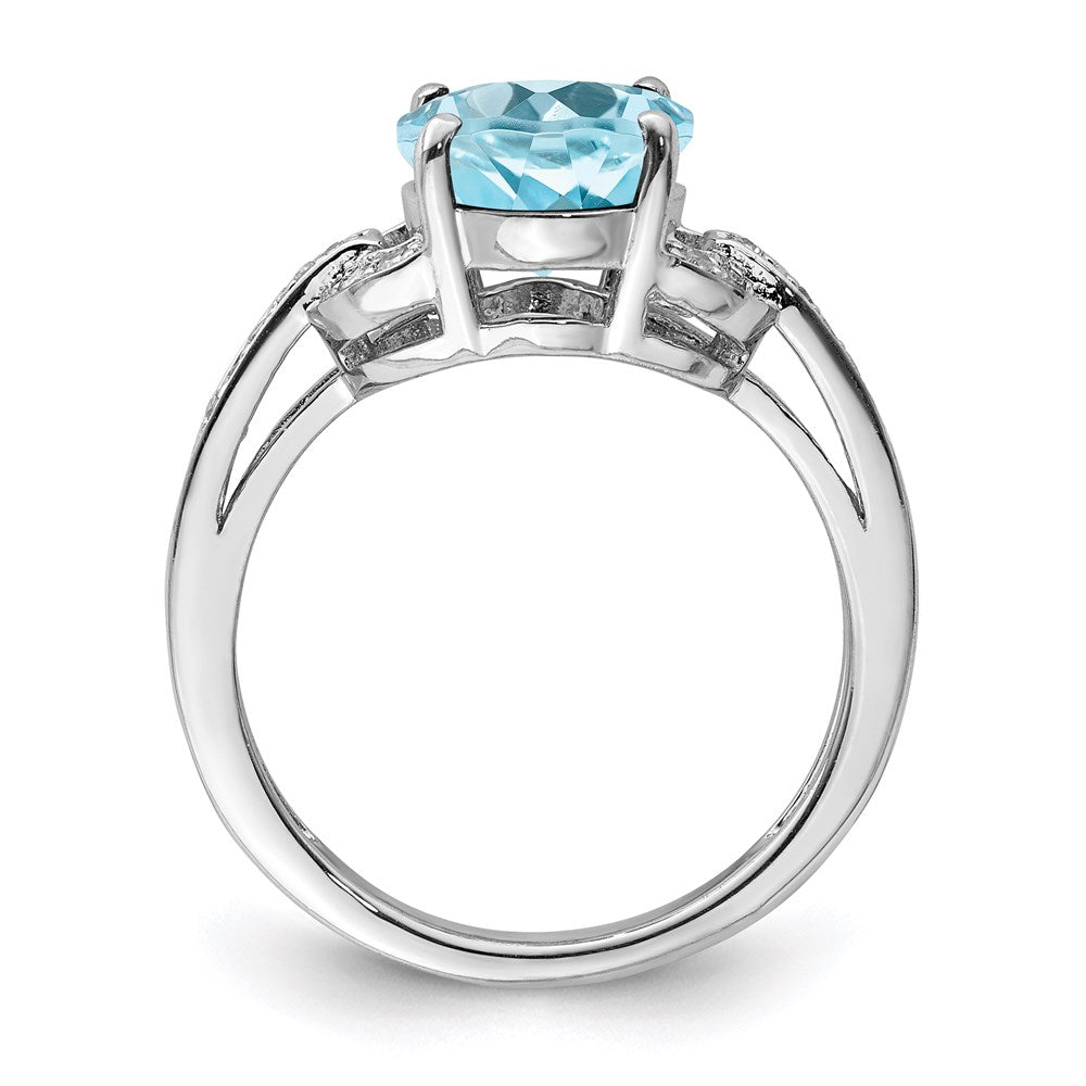 Sterlingsilber Rhodium Diamant & Himmel Blautopas Ring (size 7 Nur)