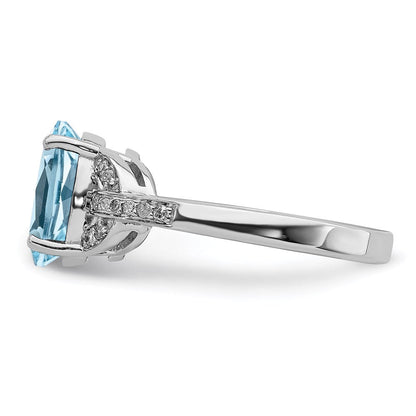 Sterlingsilber Rhodium Diamant & Himmel Blautopas Ring (size 7 Nur)