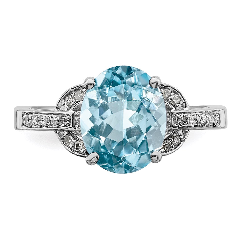 Sterlingsilber Rhodium Diamant & Himmel Blautopas Ring (size 7 Nur)