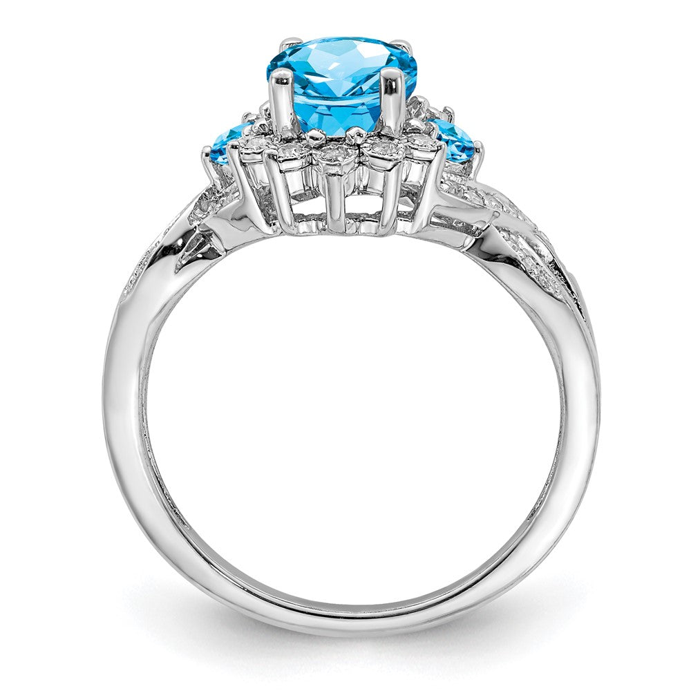 Sterlingsilber Rhodium Diamant & Blautopas Ring