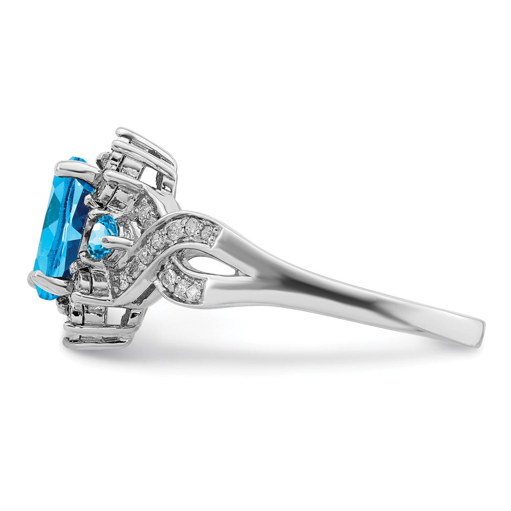 Sterlingsilber Rhodium Diamant & Blautopas Ring