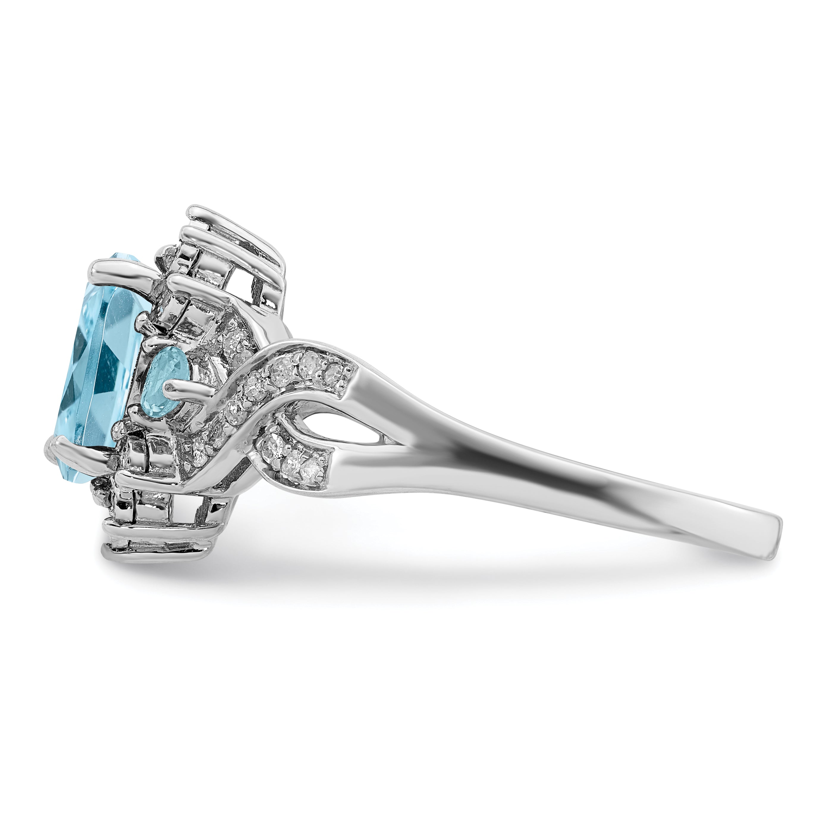 Sterlingsilber Rhodium Diamant & Himmel Blautopas Ring