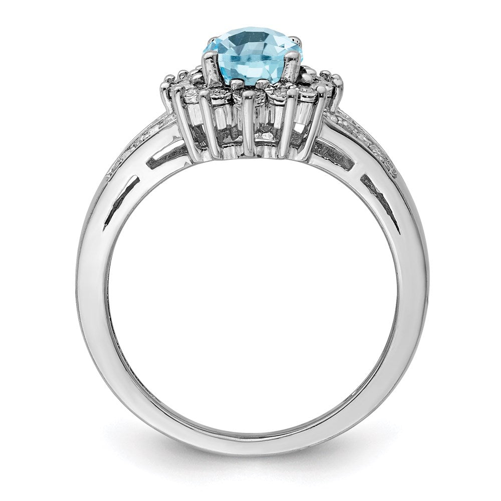 Sterlingsilber Rhodium Diamant & Karo Schliff Himmel Blautopas Ring (size 7 Nur)