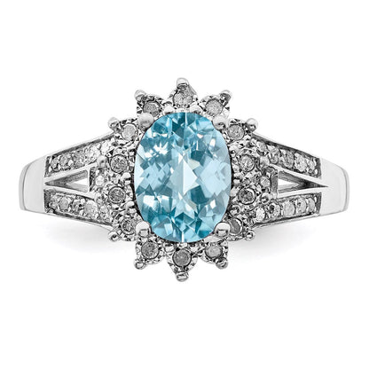 Sterlingsilber Rhodium Diamant & Karo Schliff Himmel Blautopas Ring (size 7 Nur)