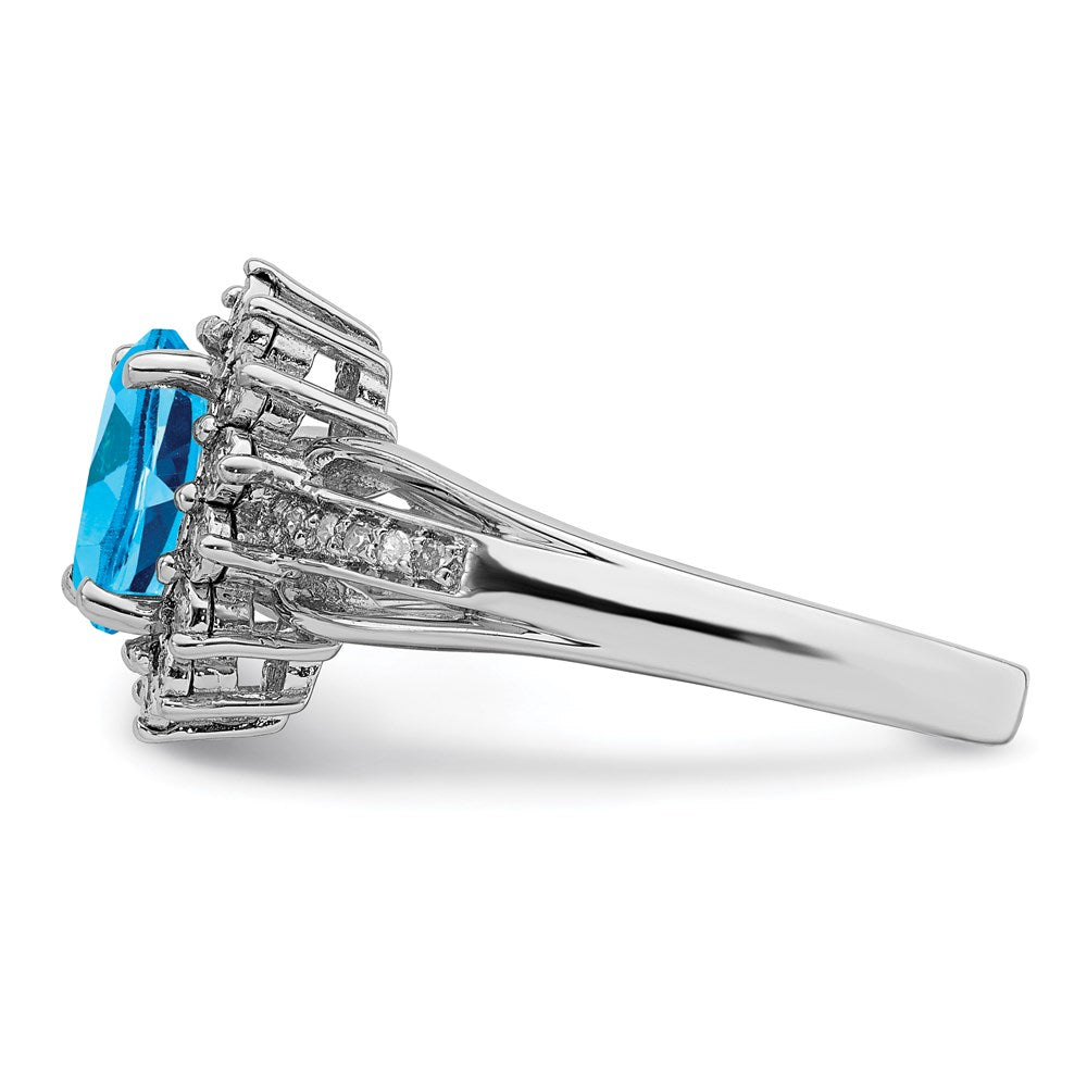 Sterlingsilber Rhodium Diamant & Blautopas Ring (size 8 Nur)