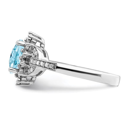 Sterlingsilber Rhodium Diamant & Karo Schliff Himmel Blautopas Ring (size 7 Nur)