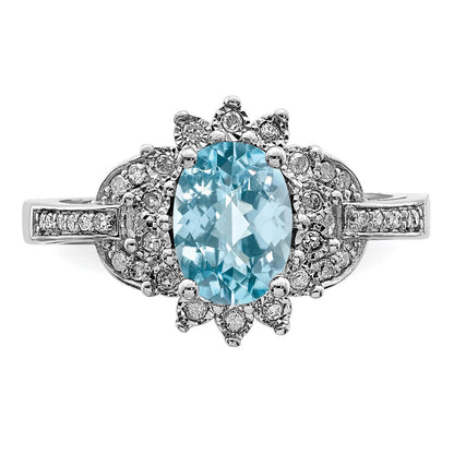 Sterlingsilber Rhodium Diamant & Karo Schliff Himmel Blautopas Ring (size 7 Nur)