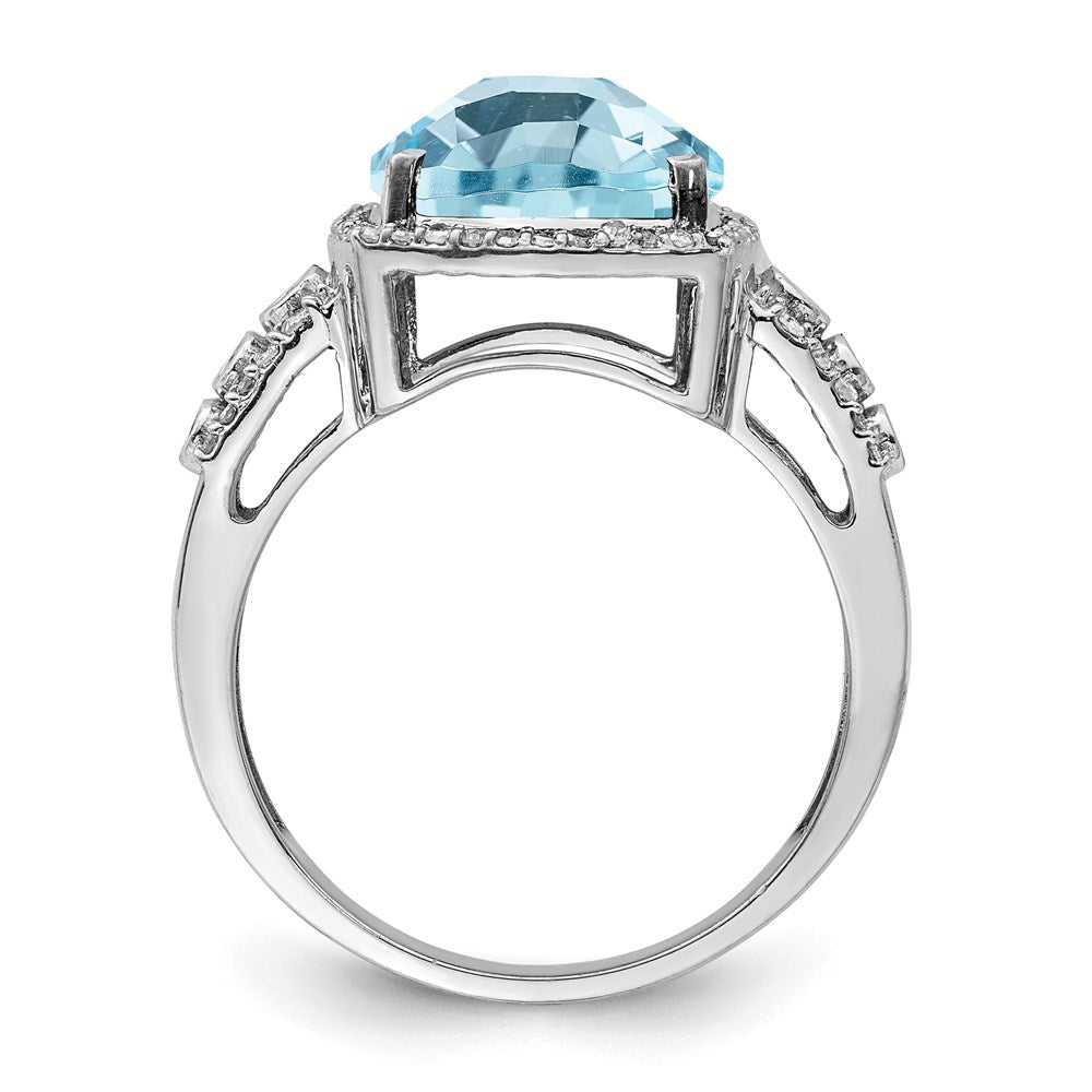 Sterlingsilber Rhodium Diamant & Karo Schliff Himmel Blautopas Ring (size 7 Nur)